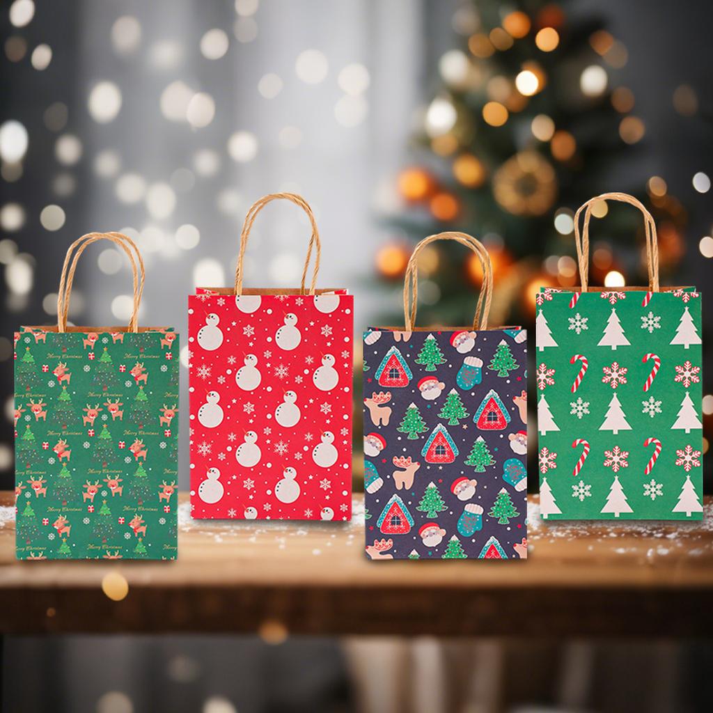 Christmas Kraft Paper Gift Bags Merry Christmas Decorations for Home 2025 Xmas Gift Candy Handy Bags Navidad Natal New Year 2026
