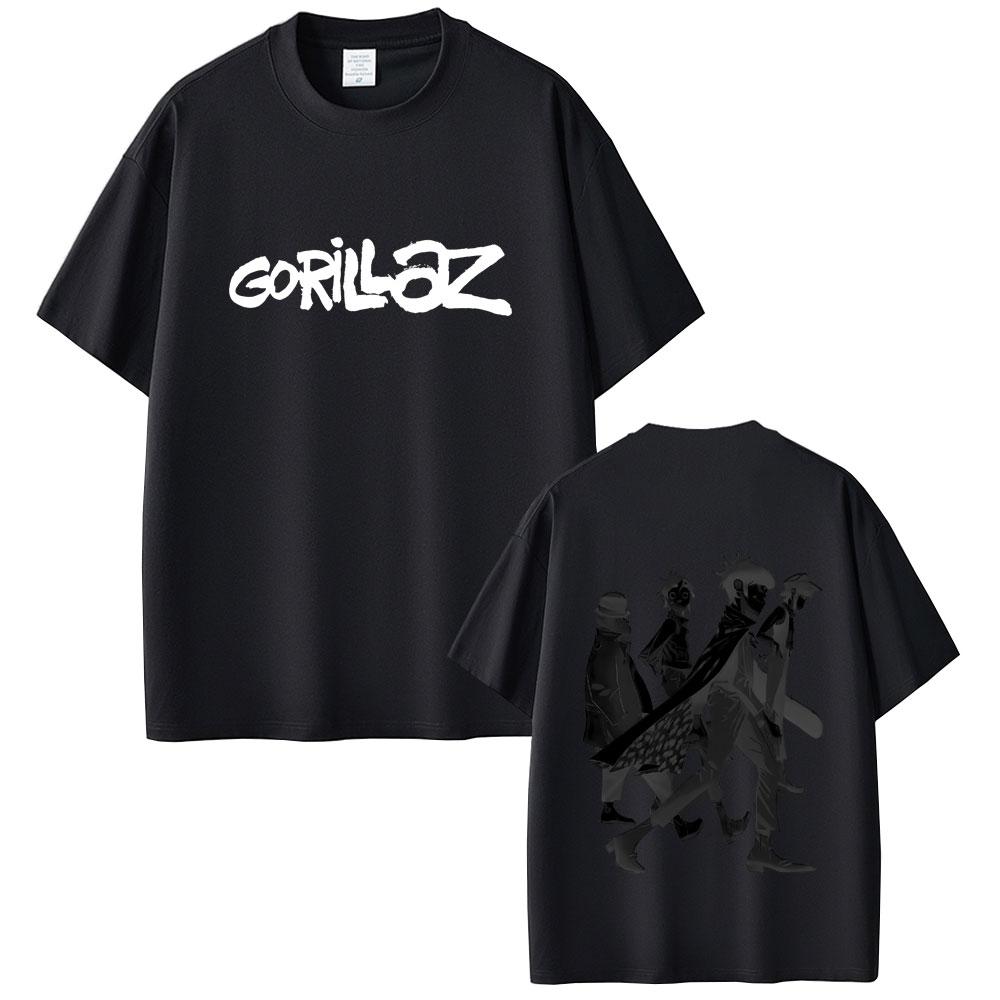 Limited Rock Band Gorillaz Print Tshirt Men Women Casual Oversized Crewneck T Shirts Male Fashion High Quality Cotton Tshirt