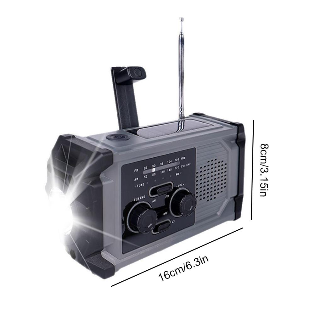 Emergency Hand Crank Radio Solar Powered Radio with LED Flashlight SOS Alarm Portable Radio for Outdoor Camping and Emergency