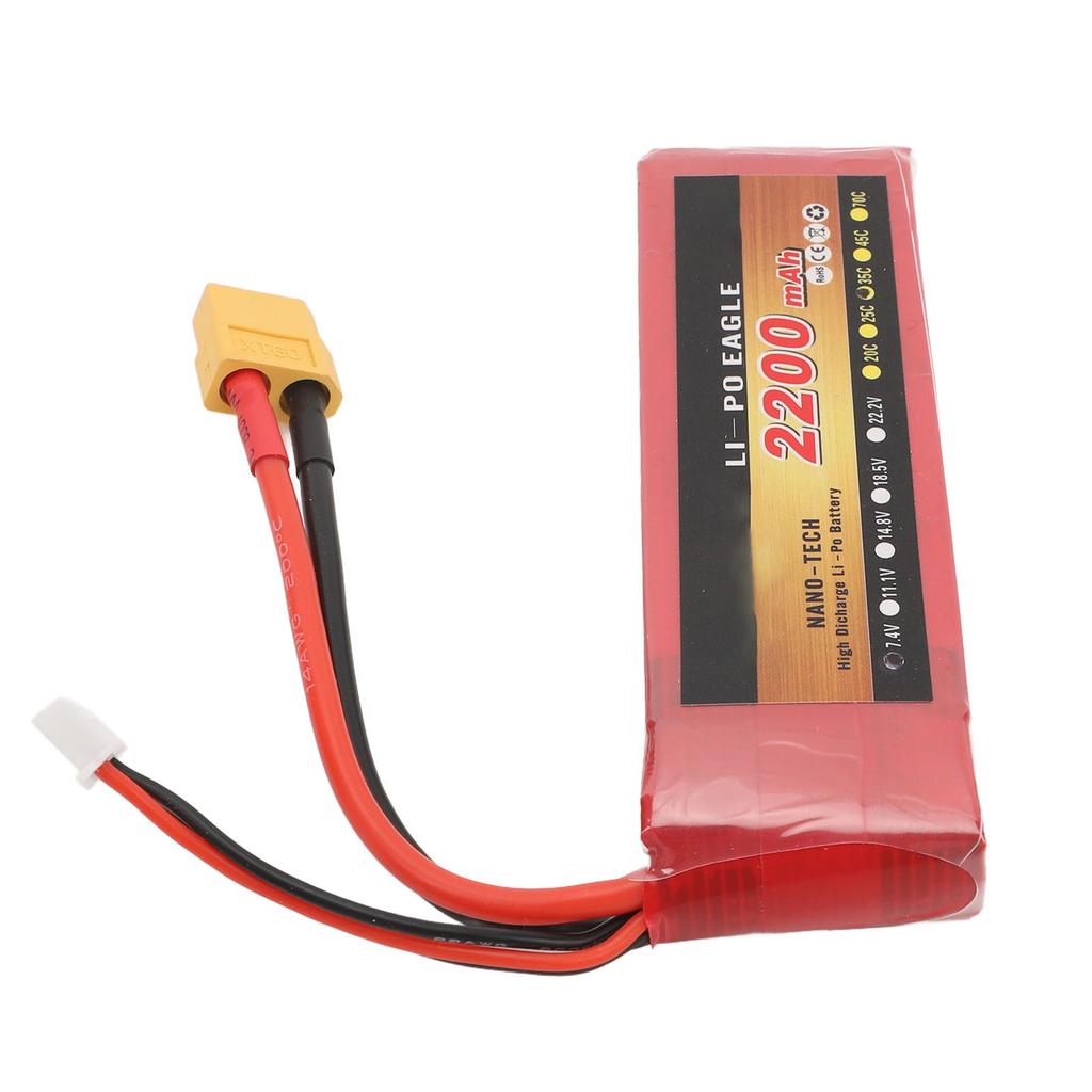 7.4V RC Car Lithium Battery 2200mAh Long Lasting Stable Voltage Replacement Battery For RC Boat