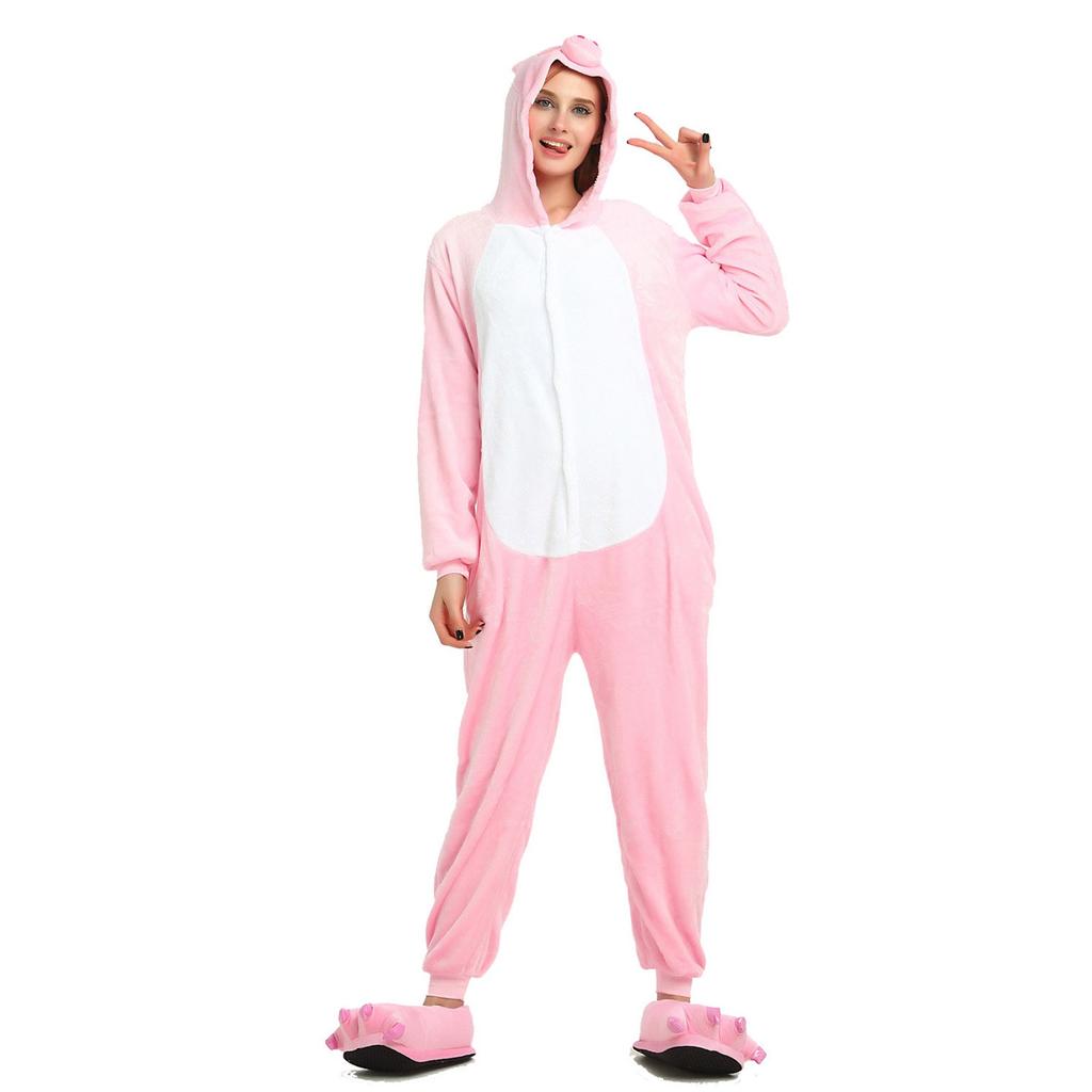 Women Flannel Cartoon  One-Piece Pajamas  Keep Warm Pajamas