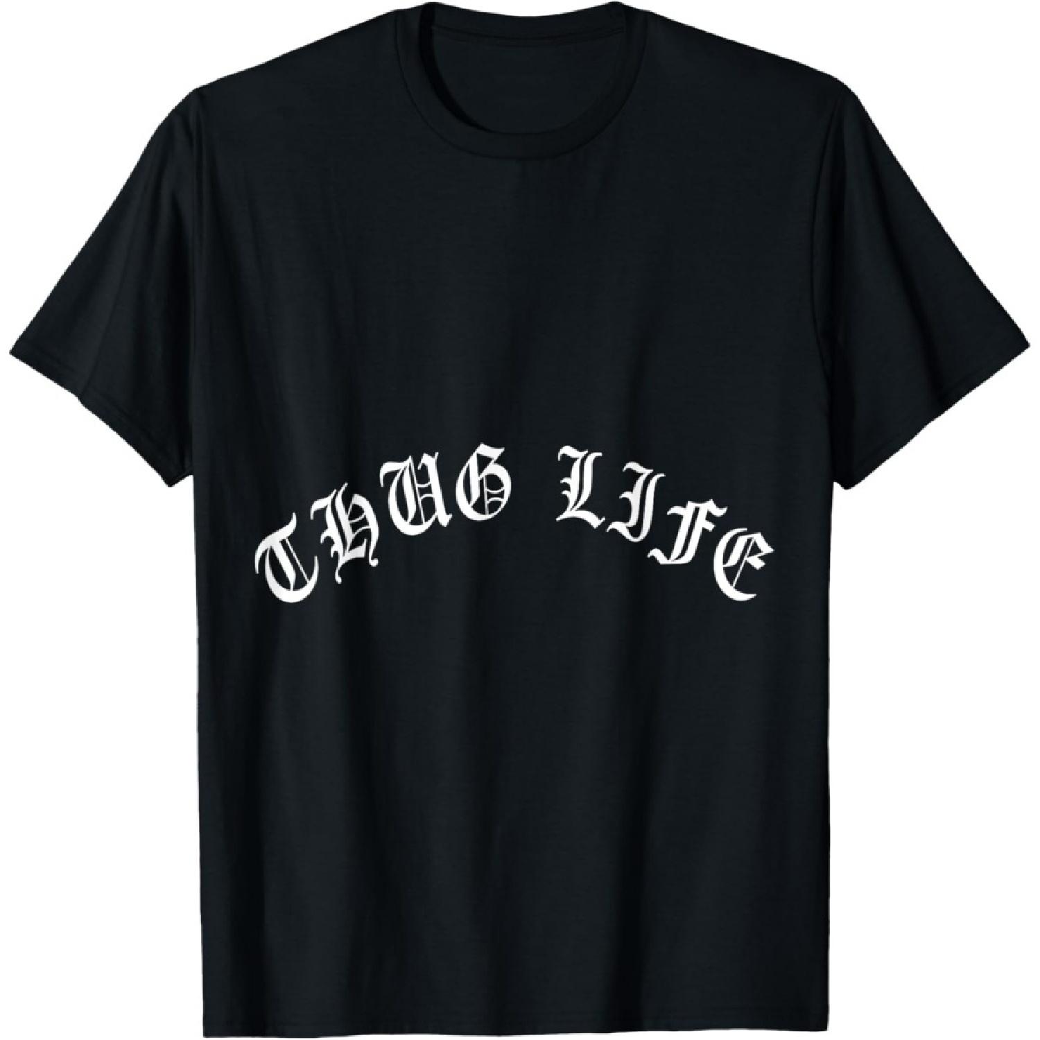 Thug-Life T-Shirt - Women s Black Short Sleeve Classic Fit T-Shirt - Rap-Music Themed T-Shirt - Size Small S
