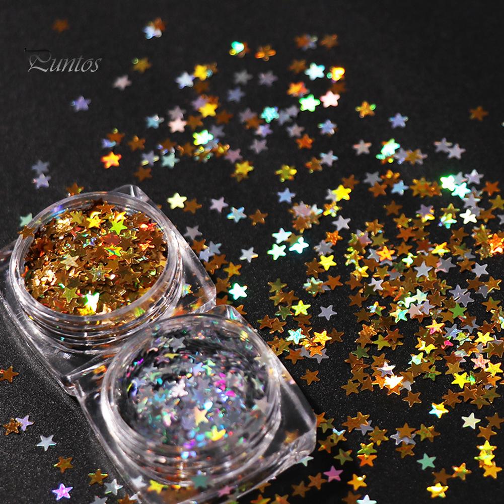 Puntos Nail Art Manicure Tool 3mm Natural Women Laser Pentagram Paillette Decor DIY