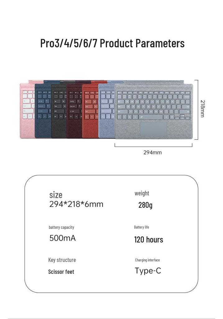 Bluetooth Magnetic Keyboard Case for Microsoft Surface Pro 8/9/10/11 Tablets