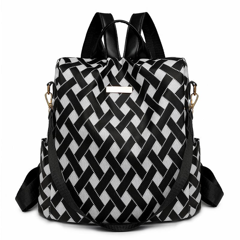 

ПУ рюкзак женский принт сумка на плечо большая вместимость школьная сумка для школьников чёрный