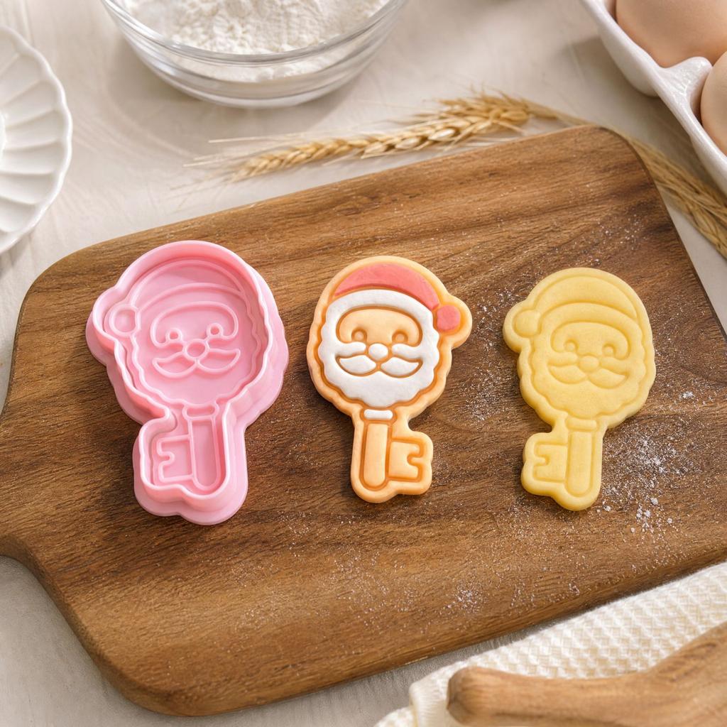 Christmas Molds Set with 3D Snowflake, Key and Sleigh Designs, Embossed Holiday Baking Molds