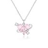 Pink Planet Heart Zircon Pendent Necklace Charm Clavicle Chain Necklace