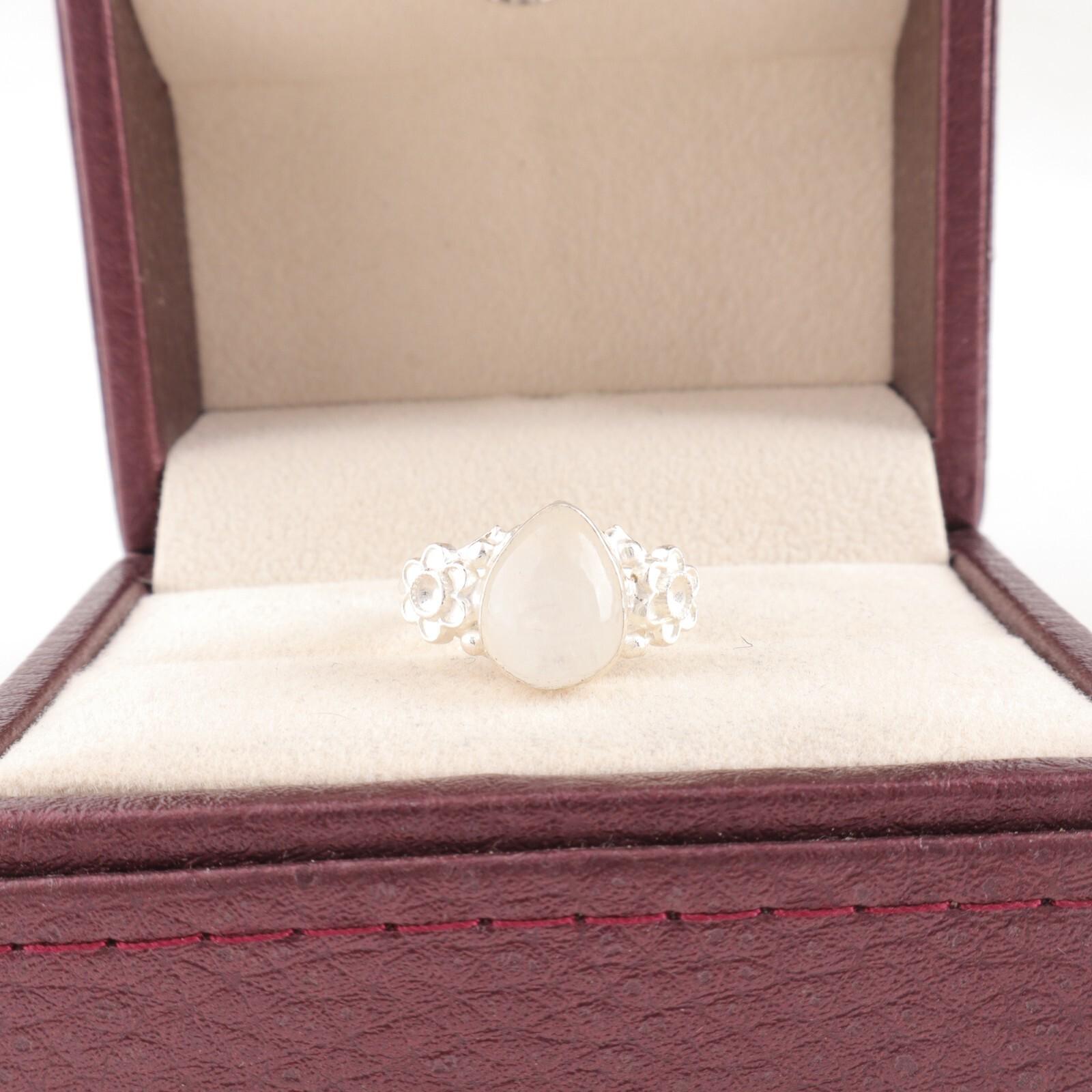 

Rainbow Moonstone Gemstone 925 Sterling Silver Handmade Jewelry White Stone Ring RR-59-28 13