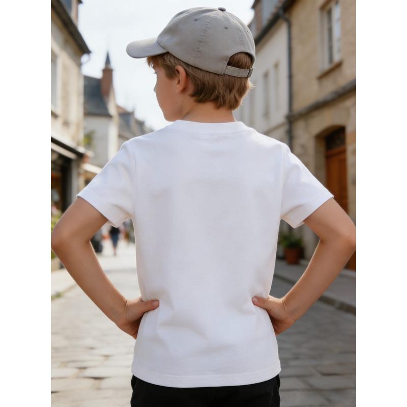 European sizes Summer Boys Short Sleeve Round Neck T-Shirt, Comfortable And Breathable, French Fries Print 110 белый