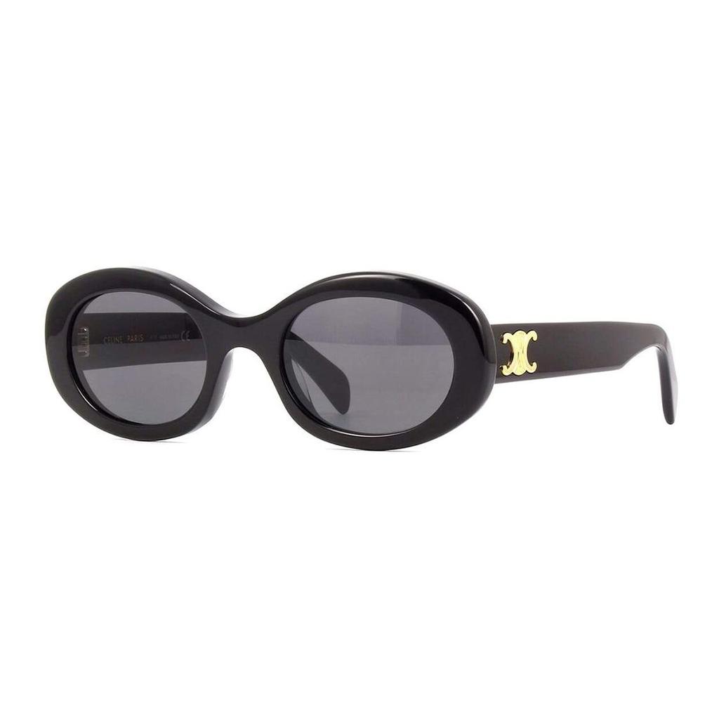 Celine Triomphe Oval Sunglasses With Logo Decoration Women Sunglasses Black CL40194U-01A