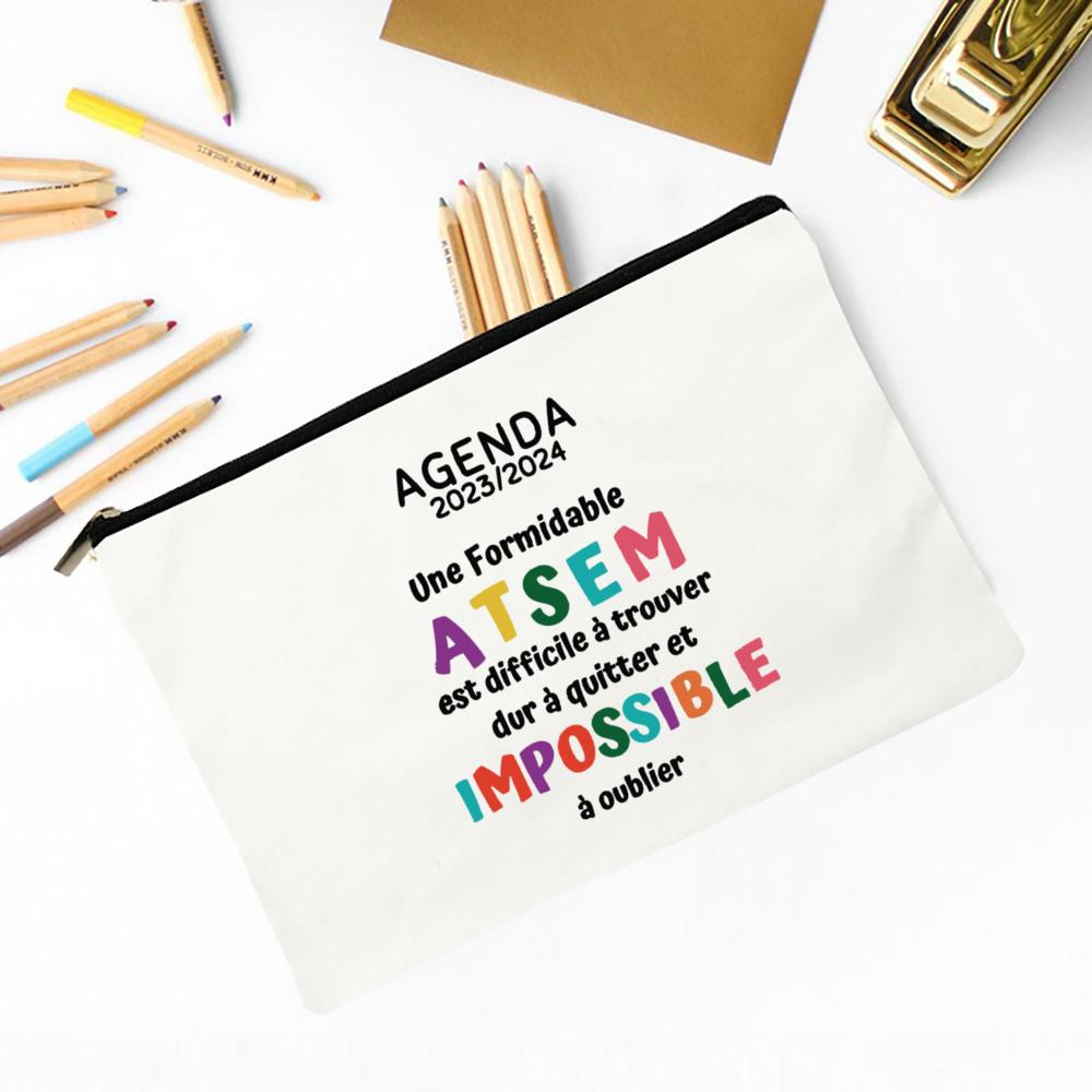 Merci Atsem Printed Makeup Bag Travel Neceser Toiletries Storage Pouch Pencil Bags Graduate Gift for Atsem Teacher's Day Present