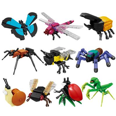 MOC Kreskówkowe Zwierzęta Klocki Budowlane Słodki Owad Motyl Modliszka Model Dekoracja Domu Puzzle Zestaw Zabawki Dla Dzieci Prezenty