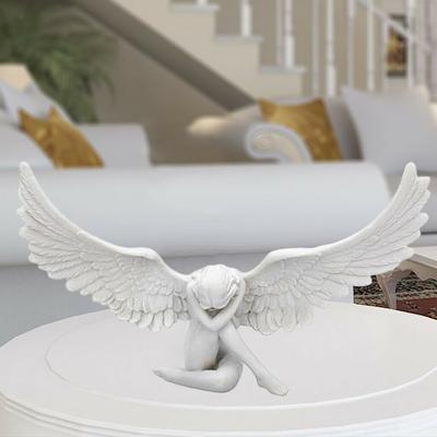 1pc Sobbing Angel Garden Statue Goddess Angel Statues Resin Ornaments Angel Wing Miniature Figurines for Patio Yard Home Decoration Angel Statues