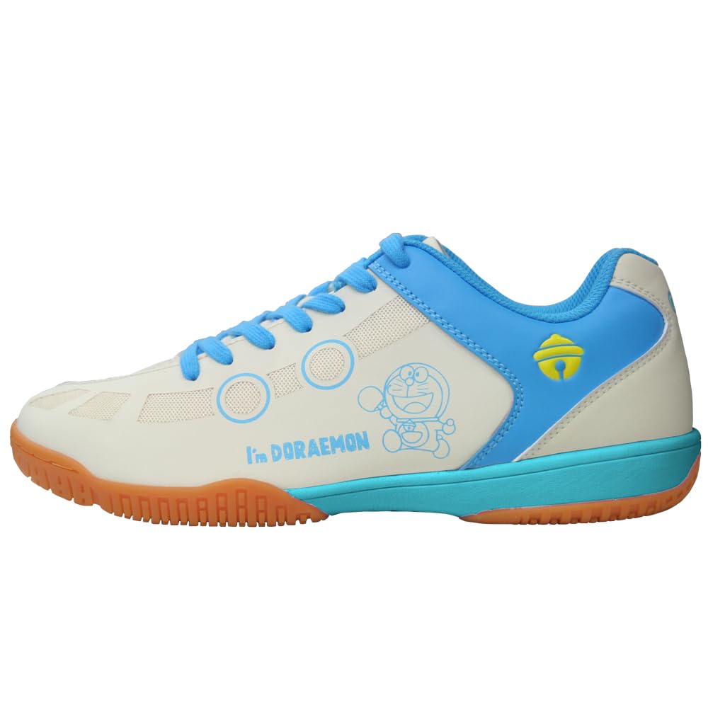 The World Connect TWC "I'm DORAEMON" Table Tennis Shoes, White, Size 23.5 cm, E