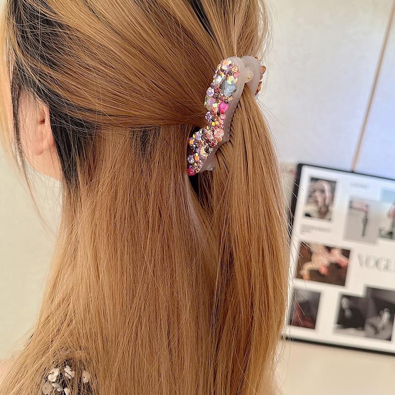 Neue Haarnadel mit luxuriösen farbigen Strasssteinen, Pferdeschwanz-Klammer, elegantes und raffiniertes Haaraccessoire, Haarspange