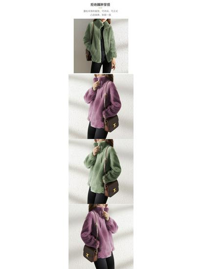 Women's Winter Stand Collar Fleece Coat - Thickened, Double-Sided Zipper Cardigan Sweater