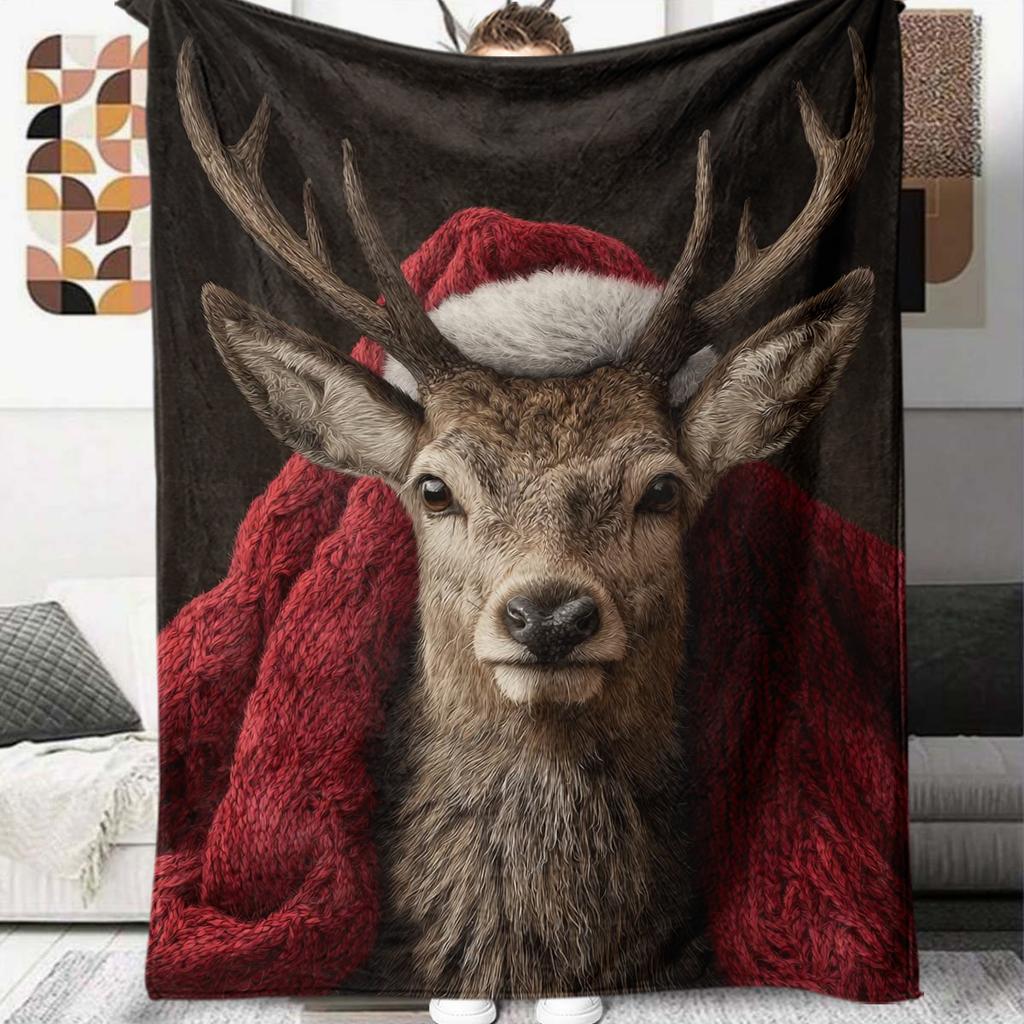 1Pc Cartoon Print Flannel Blanket, High Quality Comfortable for All Seasons, Home Decor, Warmth and Comfort, Perfect for Christmas Birthday Gift