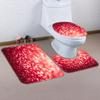 1/4 Red Bubble Circle Shower Curtains, Toilet Seat Decoration, Shower Curtain With Carpet And Toilet Lid, 12 70.8X70.8 Inch Hook