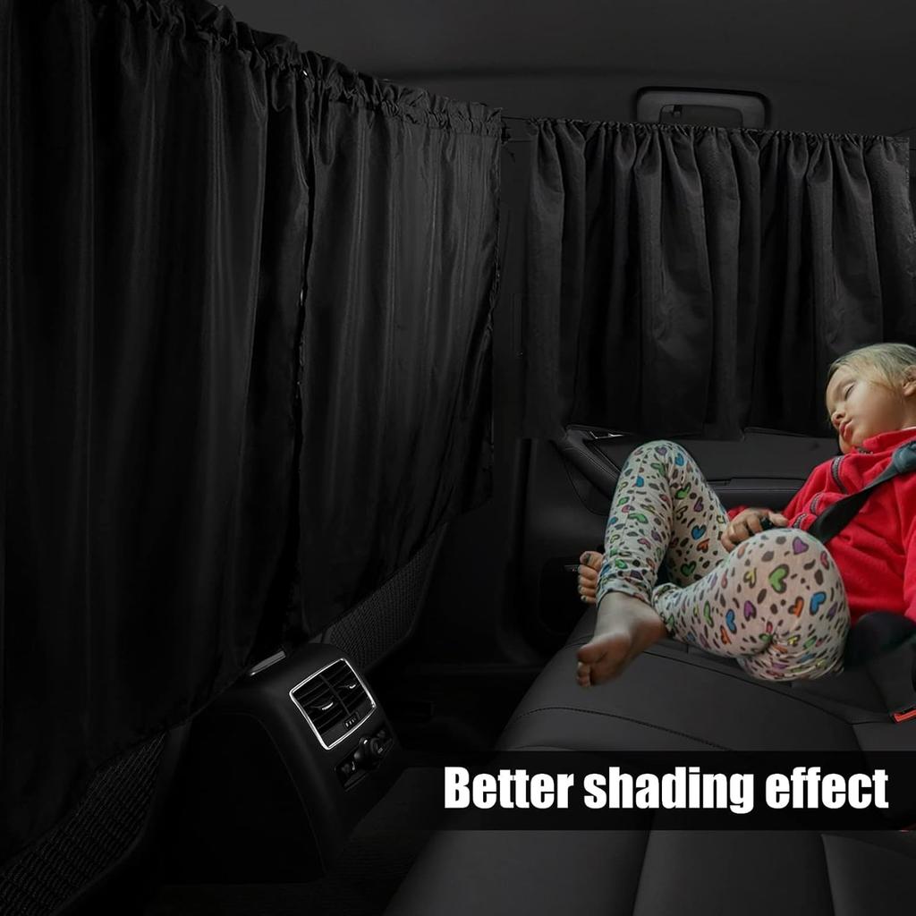 Car Divider Privacy Curtains Universal Car Seat Partition Curtain Cars Side Window Sunshades Sun Shade Covers Van Cabin Privacy Curtains Blackout