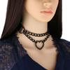 Role Play Vintage Heart Necklace Choker With Chain Goth Collar For Girls Grunge Punk Cute Kawaii Egirl Cosplay Chocker Harajuku