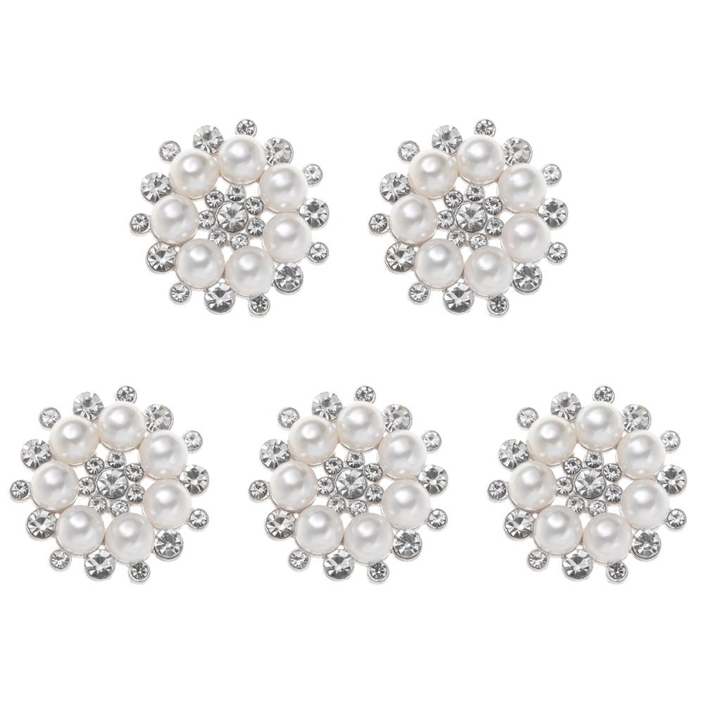 

Fashion Pearl Flower Buttons Rhinestone Buttons Crystal Glass Stone Sewing Buttons Apparel Accessories Clothes Bag Decoration серебряный