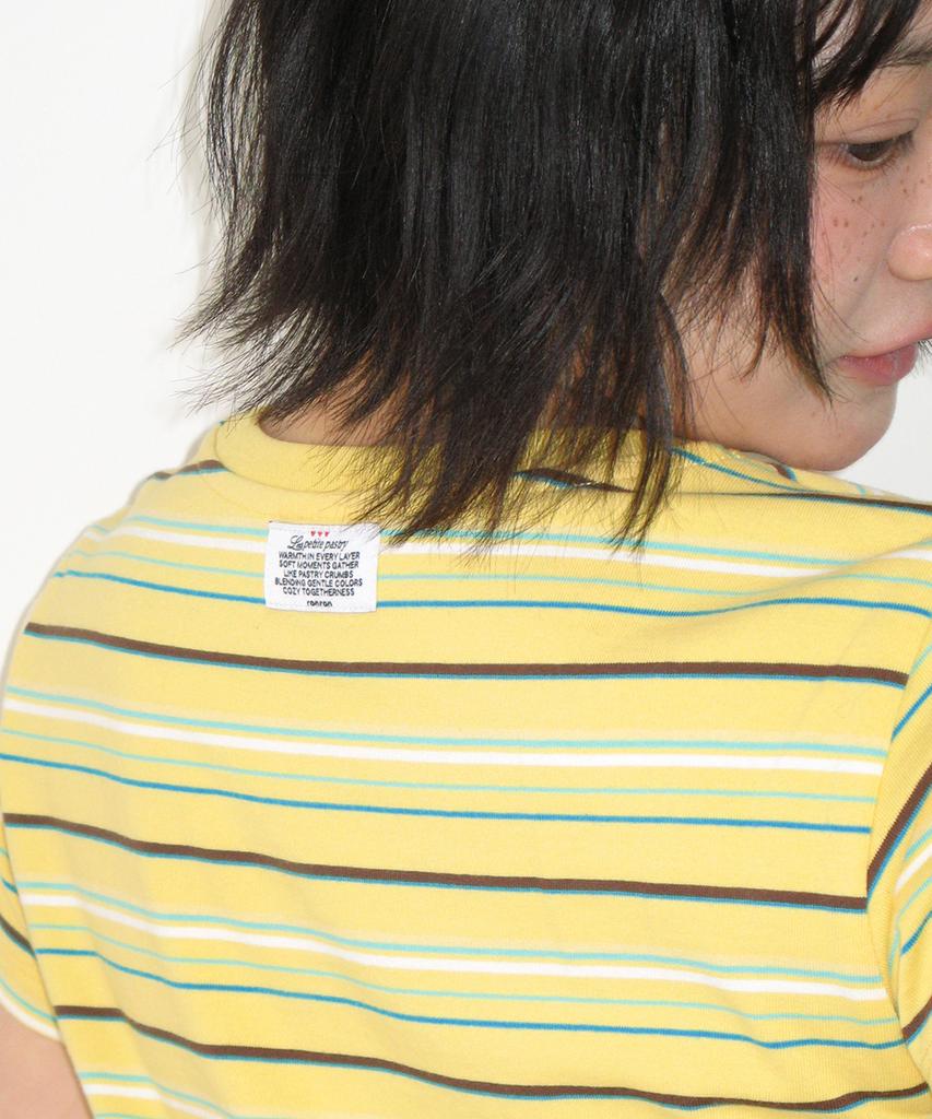RONRON Multi Stripe Lettering T Shirt Yellow