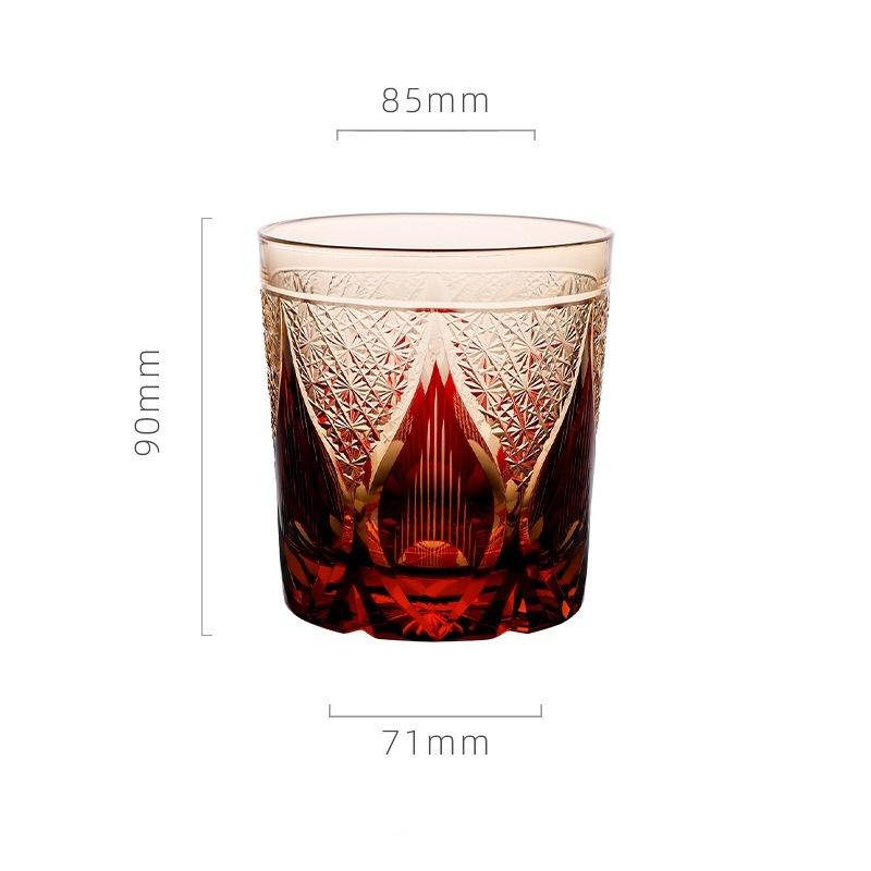 JUSTINLAU Crystal Glass Whiskey Cup for Men Japanese-style Hand Carved Edo Kiriko Collectible Barware Whisky Glass Liqueur Glass 201-300ml