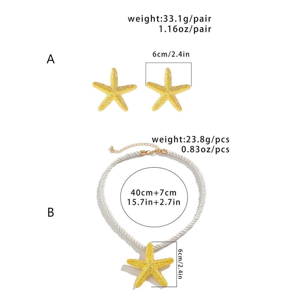 Beach Starfish Pendant Necklace Fashion Stud Earring Choker Simple Braided Rope Collar Necklace Jewelry Clavicle Chain
