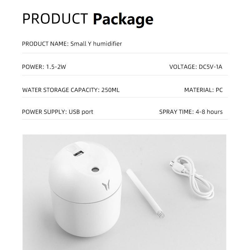 250ML USB Mini-Luftbefeuchter Aroma Diffusor für ätherische Öle für Zuhause und Auto Ultraschall Stumm Nebel Maker Diffusor mit LED-Farblampe