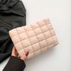 Puffy Cotton Clutch Bag Storage Bag Cosmetic Bag Portable Quilted Padded Makeup Bag  Women