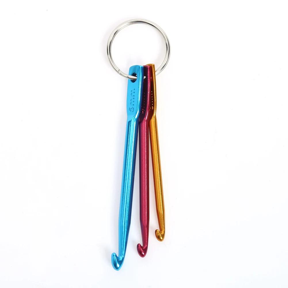 5Set 3pcs Mini Crochet Needles Aluminum Keychain Knitted Crochet Hooks  DIY Crafts Knitting Weaving Hair Needles Sewing Tool Set
