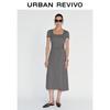UR 2026 Spring Women's Elegant U-Neck Pleated Dress