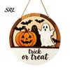 Solid Wood Door Plaque Halloween Layered Round Hanger, 3D Pumpkin Ghost Owl Welcome Sign, Fall Party Decorations Farmhouse Front Wall Hanging