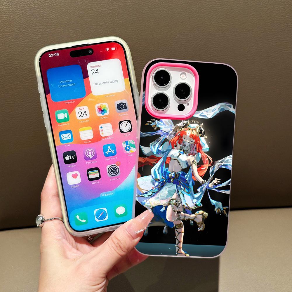 Game GI Nilou Jelly Double layer Rose Red Mobile Phone Case for iPhone 17 16 15 14 13 12 11 Air Pro Max Plus Protective