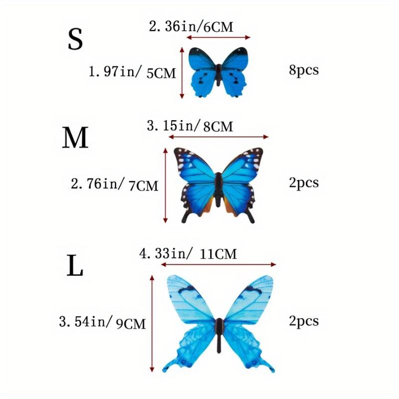 12pcs 3D Butterfly Sticker, Butterfly Wall Art, For Home Decor, Stickers, Wall Decal, Vinly Decal For Home Stickers Gifts Birthday