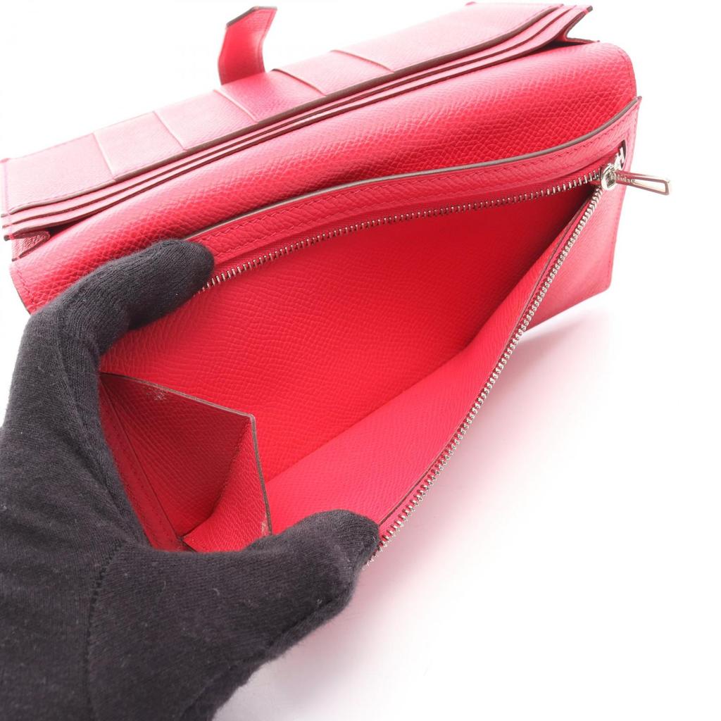 Used HERMES Bearn Soufflet Bifoldpurse Epsom Leather Epsom Pink Rose Extreme Used Women