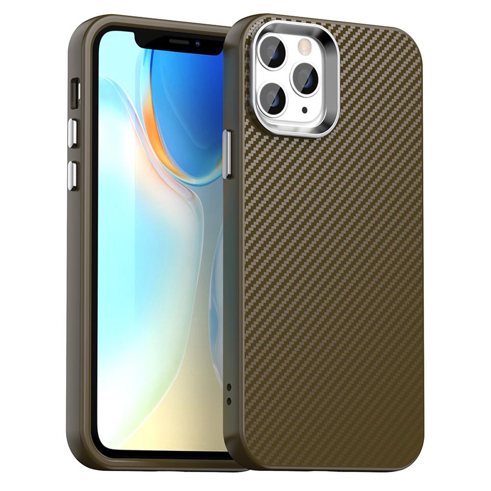 

For iPhone 11 Pro Max Case Cell Phone Hybrid Back Cover Carbon Fiber Texture Brown