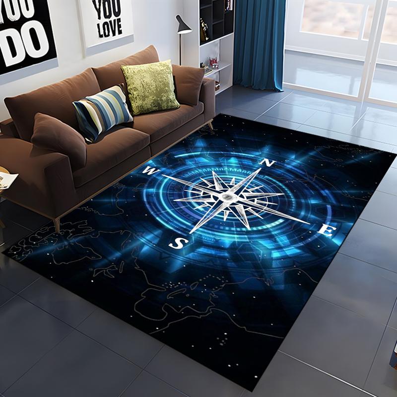 3D Retro Compass Map World Map Area Rug,Carpet Rug for Living Room Bedroom Sofa Decoration,Kitchen Doormat Non-slip Floor Mat