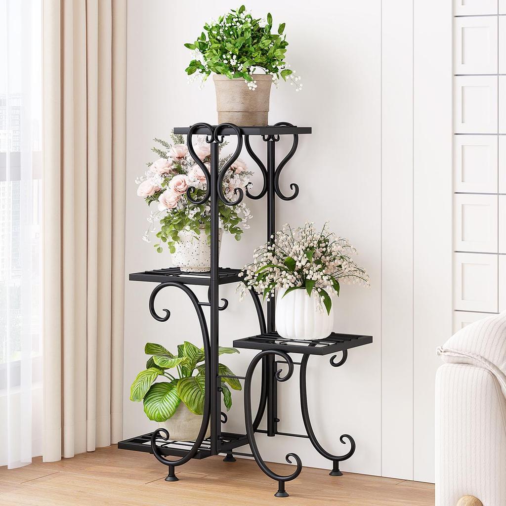 Multi-Layer Floor-Standing Iron Art Flower Shelf for Living Room and Balcony