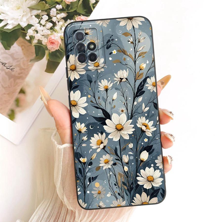Case For Samsung A31 Galaxy A71 Phone Cover for Samsung A315F A715F A 71 Soft Silicone Bow Painted Flower Phone Funda