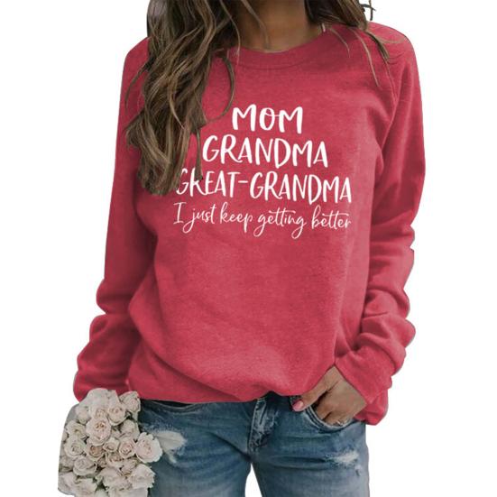 Herbst Winter Damen Sweatshirt Buchstabendruck Rundhals Langarm Lockerer Pullover Elastische Manschette Alltagskleidung Lässiges Oberteil