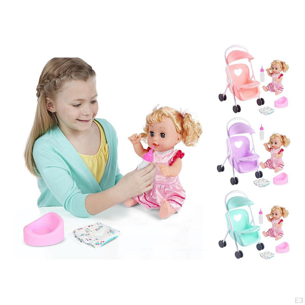 12 Inch Stroller with Basket Universal Wheels for Babies Infants Toddlers Girls Kids