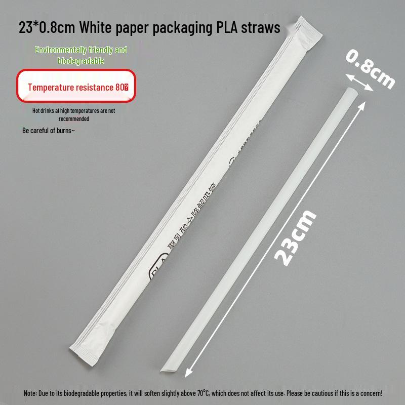Individually Wrapped Biodegradable Black Straws for Hot Drinks - Thick & Thin, PLA, 2000 pcs.