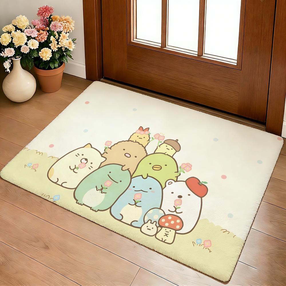 Kwaii Anime S-Sumikko Gurashi Floor Mat Cozy Flannel Soft Thick Non-Slip Mat For Living Room Bedroom Kitchen Decor Rugs