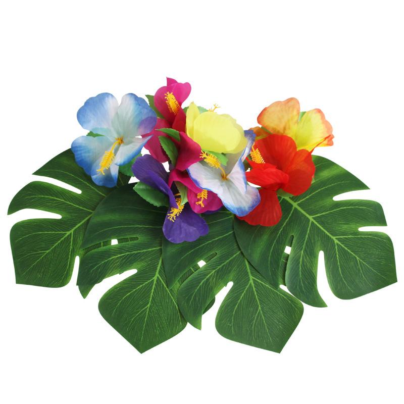 12 peças Folhas de Palmeira Tropical Arte Folha Artificial Decoração Decoração de Casamento Folha de Planta Verde Selva Havaiano Luau Decoração de Festa em Casa