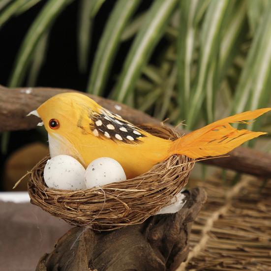 1 Set Nido de Pájaro Artificial Aspecto Realista Espuma Ecológica Manualidad Creativa Estatua de Pájaros Nido de Pájaro Falso para el Hogar