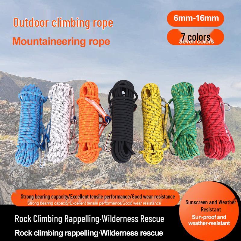 

Cross-Border Outdoor Safety Rope: Nylon Polyester Climbing & Rescue Rope with Double Hook 8mm thickness, 10m without double hooks