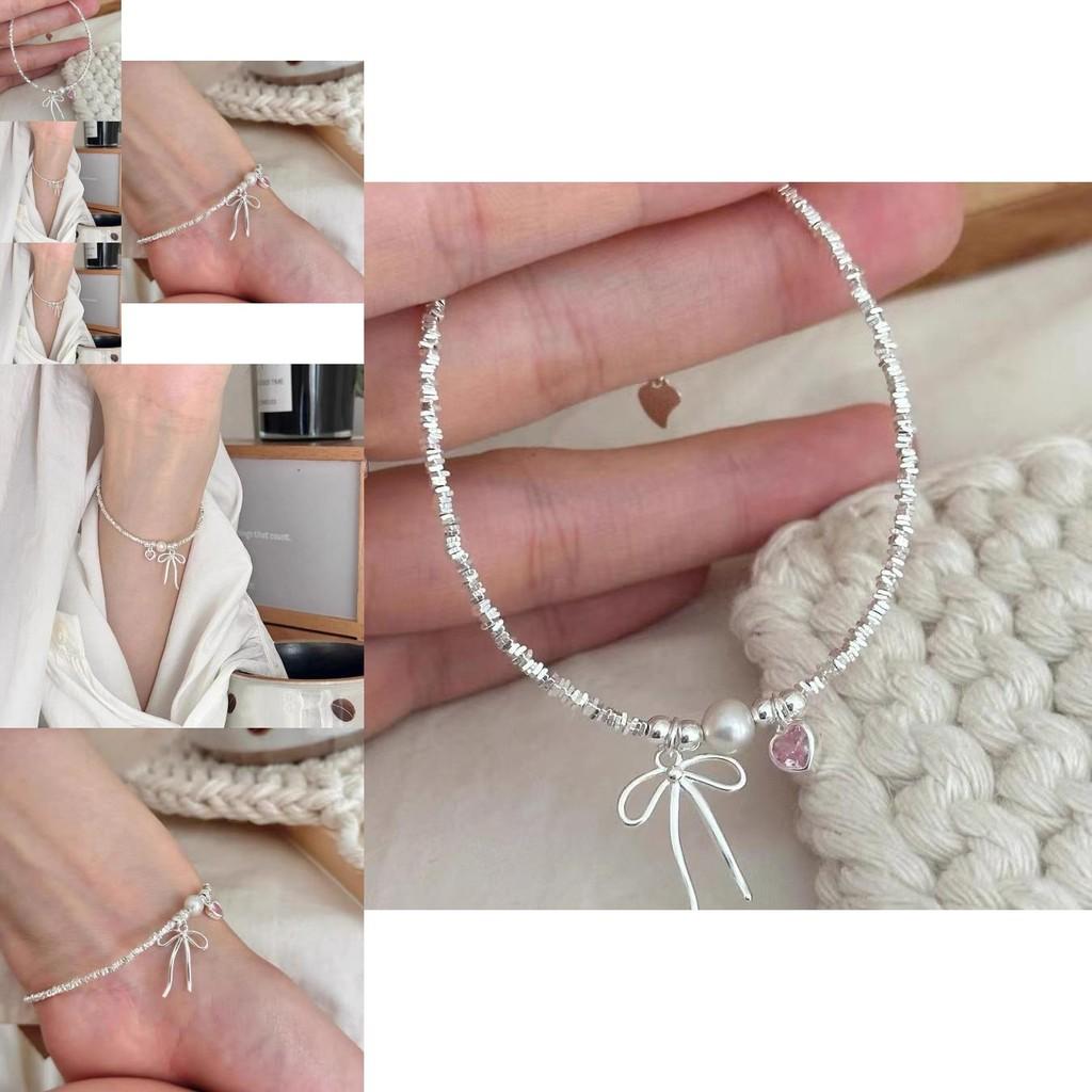 Elegant Pink Heart Charm Bracelet Delicate Bowknot Design Sweet Style Summer Jewelry For Women