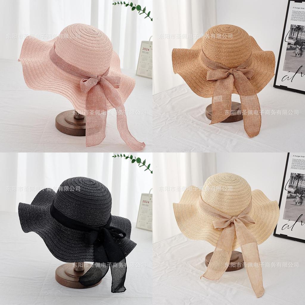 Womens Round Top Sun Hat With Lucky Cloud Pattern And Wide Brim For Outdoor Relaxation