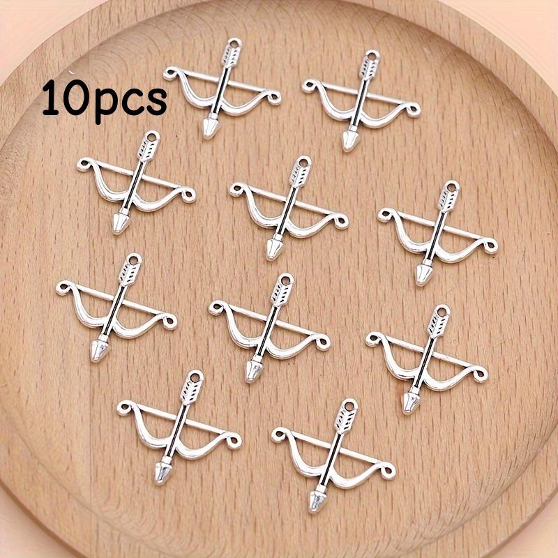 10 silver bow and arrow pendants, made of zinc alloy, suitable for DIY jewelry making - necklaces, bracelets, earrings, keychain 10pcs серебряный